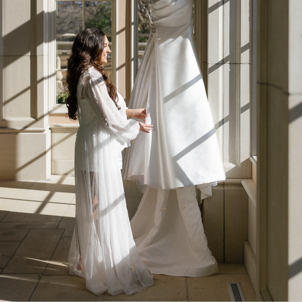 Millie Hand Beaded Pearl Mesh Maxi - Includes Slip - Le rose